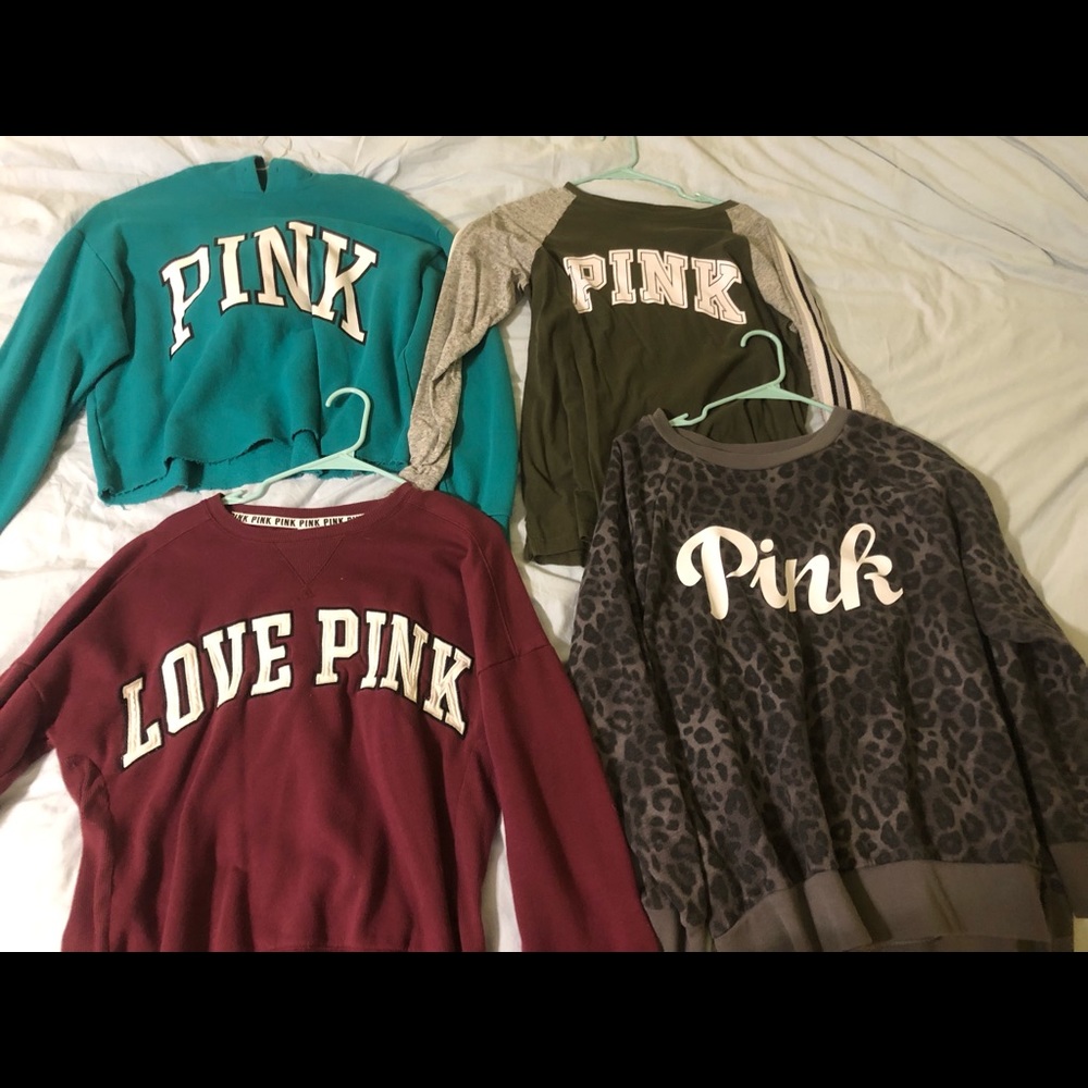 Bundle of 4 VS PINK Shirt/Crewnecks/Hoodie M